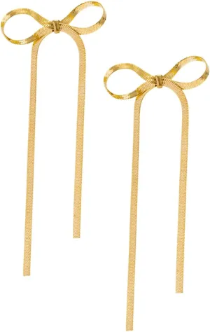 1 Pair Elegant Bow Dangle Earrings for Women Minimalist Tassel Jewelry for Weddings Unique Statement Studs Accessory for Any Occasion