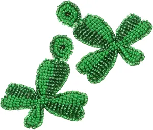 1 Pair Handmade Dangle Earrings for Patrick Day Intricate Beadwork and Traditional Green Shade Irish Shamrock Jewelry for Celebrating Festivities