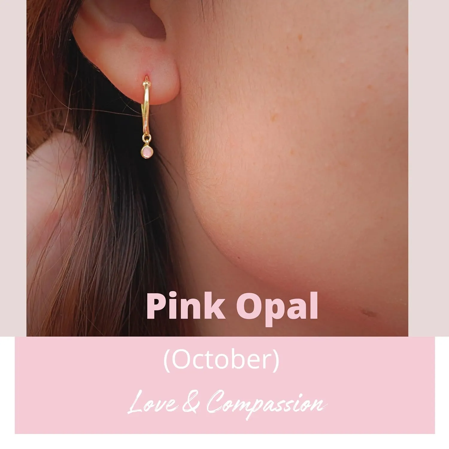 18K Gold Hoop Earrings for Women - Authentic 925 Sterling Silver Hoop Earrings with Pink Opal Crystal - Hypoallergenic October Birthstone Gift for Mothers Day