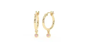 18K Gold Hoop Earrings for Women - Authentic 925 Sterling Silver Hoop Earrings with Pink Opal Crystal - Hypoallergenic October Birthstone Gift for Mothers Day