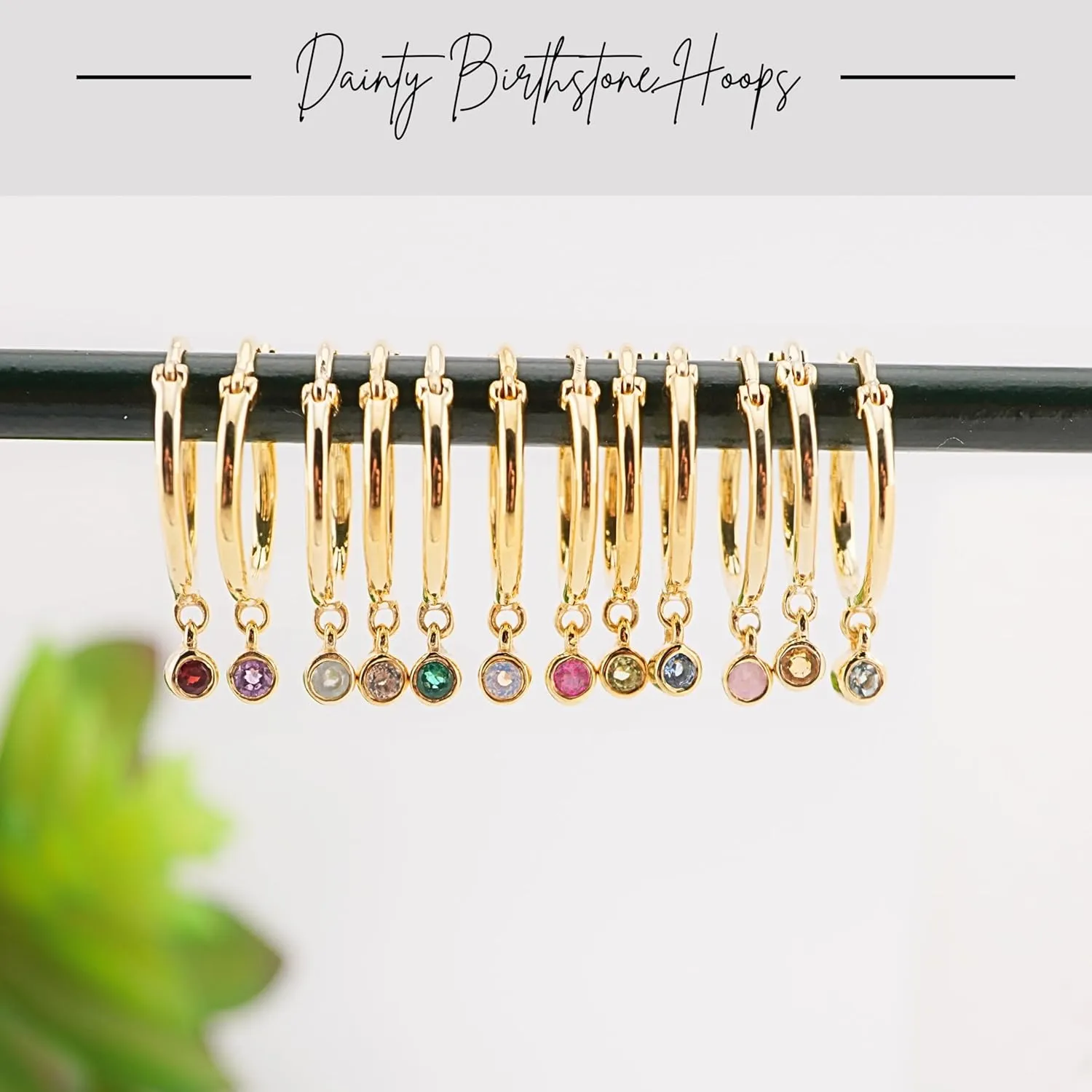 18K Gold Hoop Earrings for Women - Authentic 925 Sterling Silver Hoop Earrings with Pink Opal Crystal - Hypoallergenic October Birthstone Gift for Mothers Day