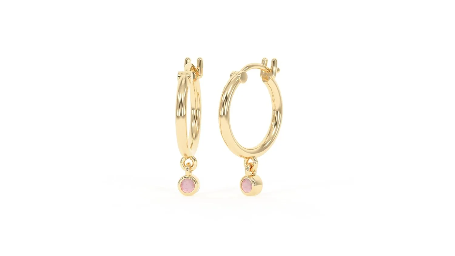 18K Gold Hoop Earrings for Women - Authentic 925 Sterling Silver Hoop Earrings with Pink Opal Crystal - Hypoallergenic October Birthstone Gift for Mothers Day