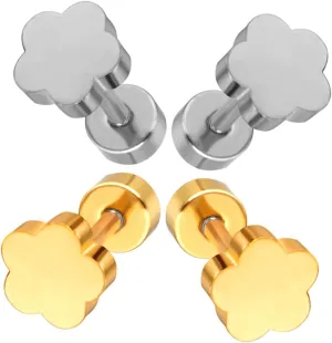 2 Pairs Flower Ear Studs for Women Minimalist Screw Back Earrings Unique Floral Design for Parties Weddings and Everyday Wear
