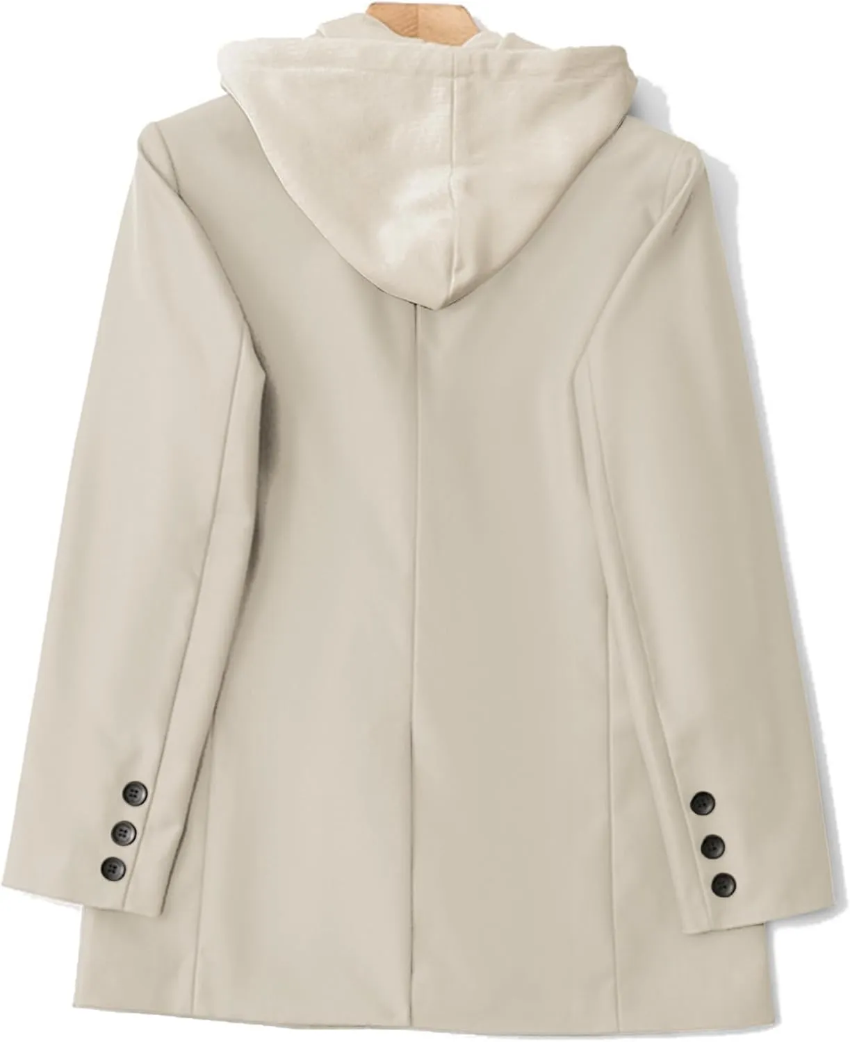 2025 Women's Spring Hooded Blazer Jacket Double-Breasted Oversize Loose Fully-Lined Work Office Suit with Pockets