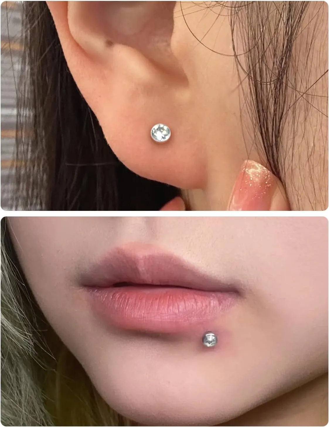 20G 18G 16G Threadless Push In Astm F136 Titanium Nose Ring Studs Flat Back Studs Earrings G23 Titanium Tragus Helix Conch Cartilage Earrings Piercing Jewelry For Women Men CZ 2mm 3mm 4mm