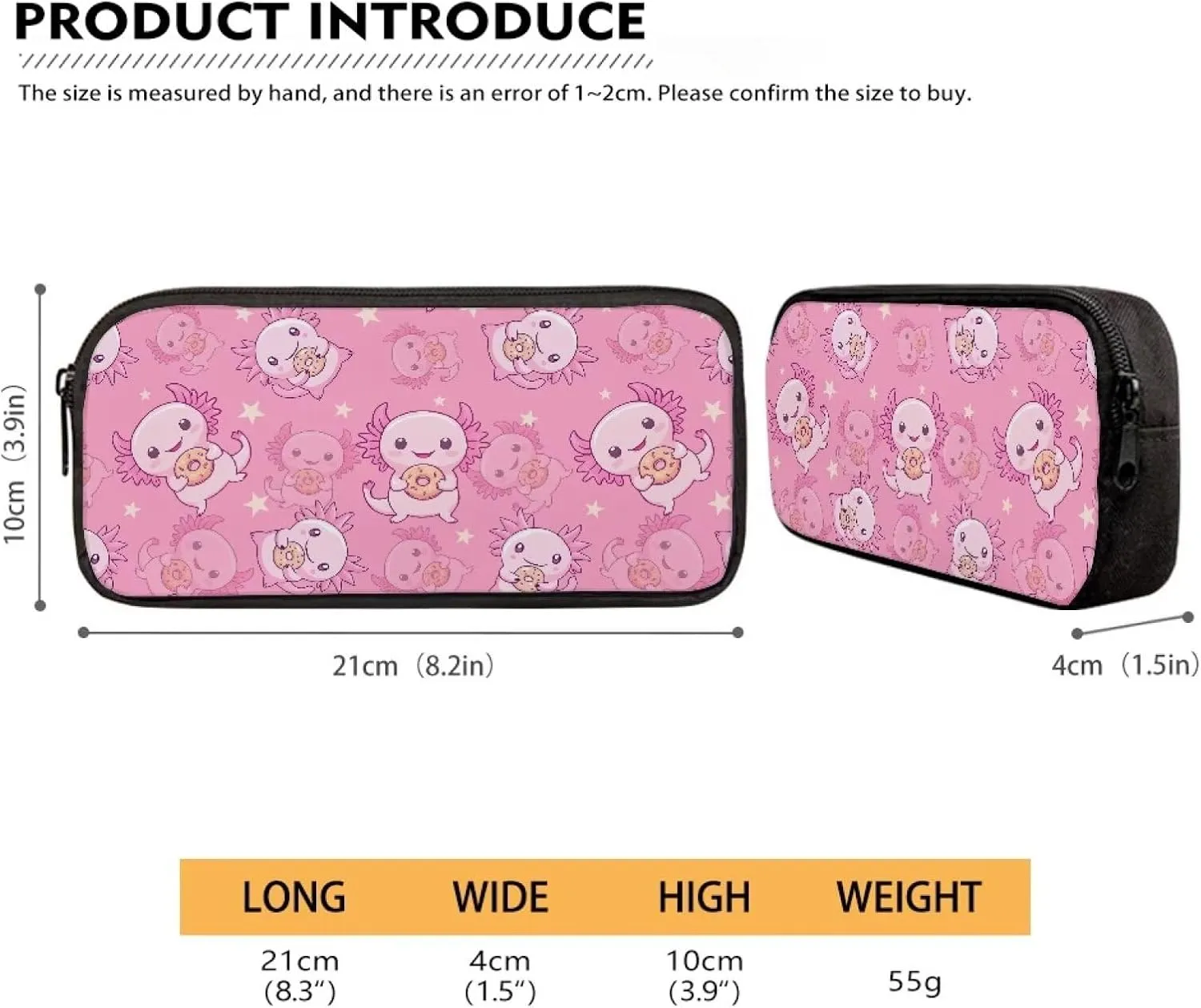3 in 1 Axolotl Backpack with Lunchbox Pink Bookbag for Girls Cute Pencil Cases Backpack for Kids 8-12 Large Bookbag Pencil Holder Pouch and Lunch Box with Zipper Pockets
