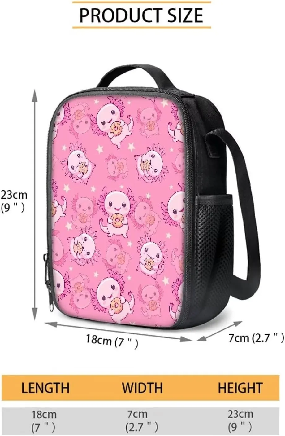 3 in 1 Axolotl Backpack with Lunchbox Pink Bookbag for Girls Cute Pencil Cases Backpack for Kids 8-12 Large Bookbag Pencil Holder Pouch and Lunch Box with Zipper Pockets