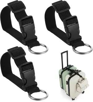 3 Pack Add a Bag Luggage Straps, Adjustable Suitcase Strap Luggage Connector Belt J Hook Carry Your Extra Backpack, Travel Attachment Travel Accessories for Connecting Your Luggage Jacket(Black)