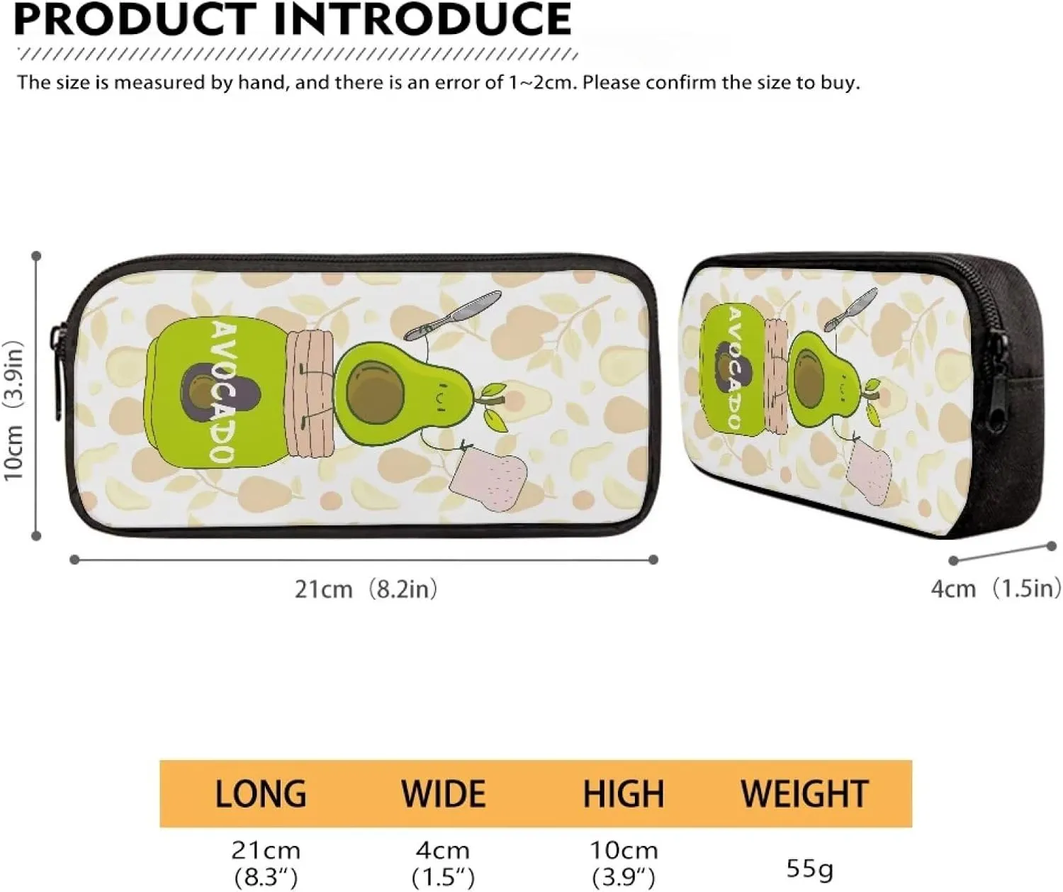 3 Piece Backpack Set Avocado Toast Print Bookbag and Lunch Box Set for Girls Boys Pencil Case Boys Elementary Large Capacity Lunchbox 17 inch Backpack for School