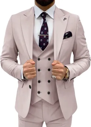 3 Piece Suit Men Slim Fit Double Breasted Suit for Men Wedding Suits Classic One Button Formal Prom Dinner Tuxedo