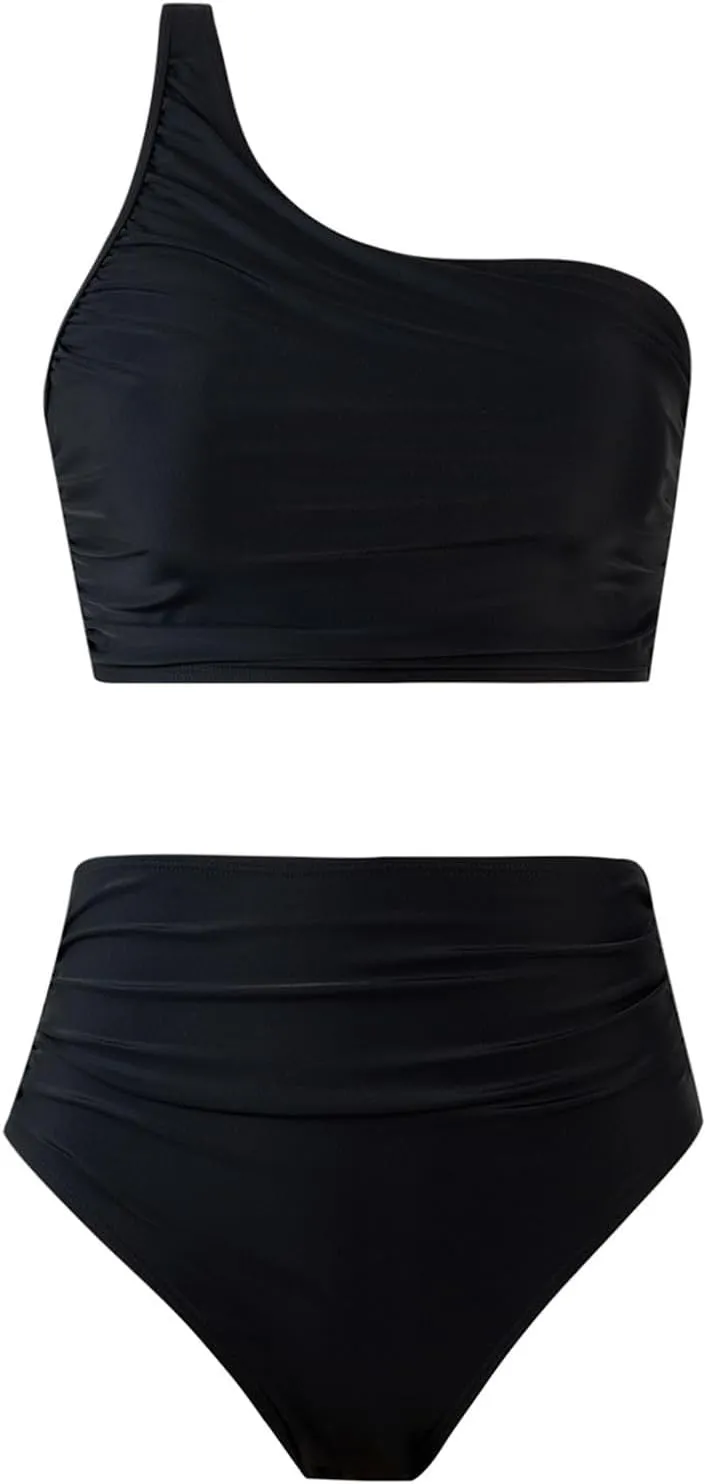3 Piece Swimsuits for Women High Waisted Bikini Sets Retro Swimsuit with Cover up Beach Wrap Skirt Y2k High Waisted Swimsuits