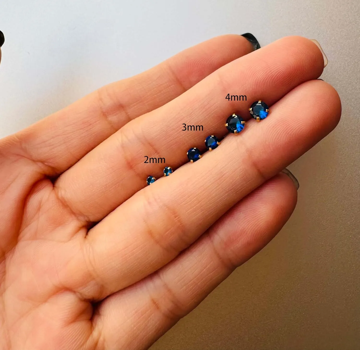 3Pairs CZ Stud Flat Screw Back Earrings for Women Multiple Piercing,Dainty Flatback Cubic Zirconia Cartilage Earring Stud,Helix Tragus Conch Piercing Jewelry (2mm/3mm/4mm Gold, Blue Sapphire CZ)