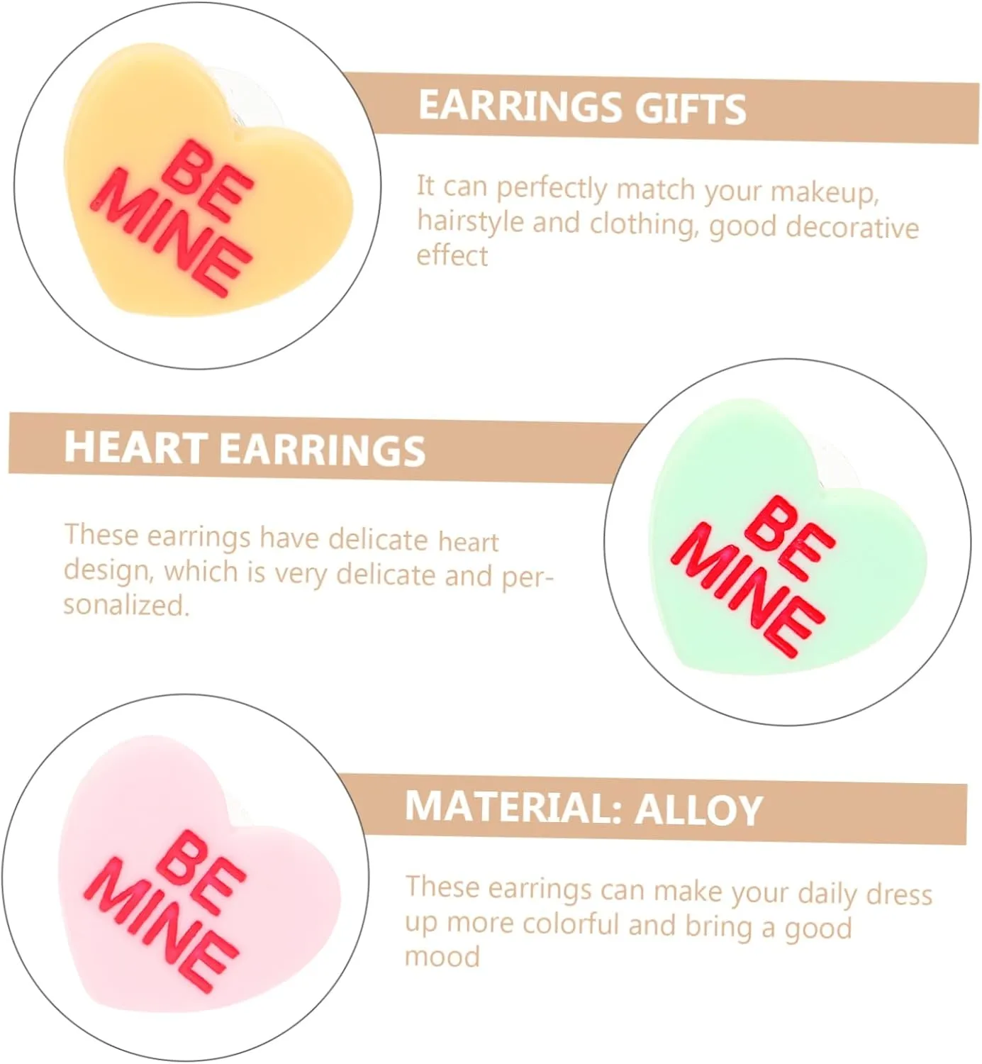 5 Pairs Small Love Earrings Heart Earrings Wedding Earrings Heart Earrings Dangle Pearl