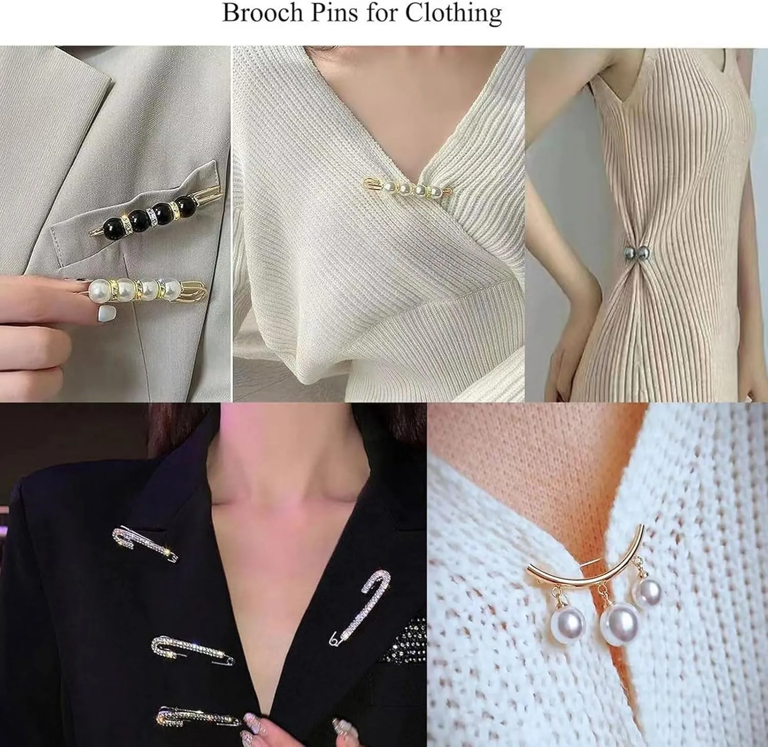 50/55/58/80/90/94/96Pcs Charm for Socks Clothing Safe Pin Artificial Pearls Rhinestones Brooch Pin Sweater Shawl Clip