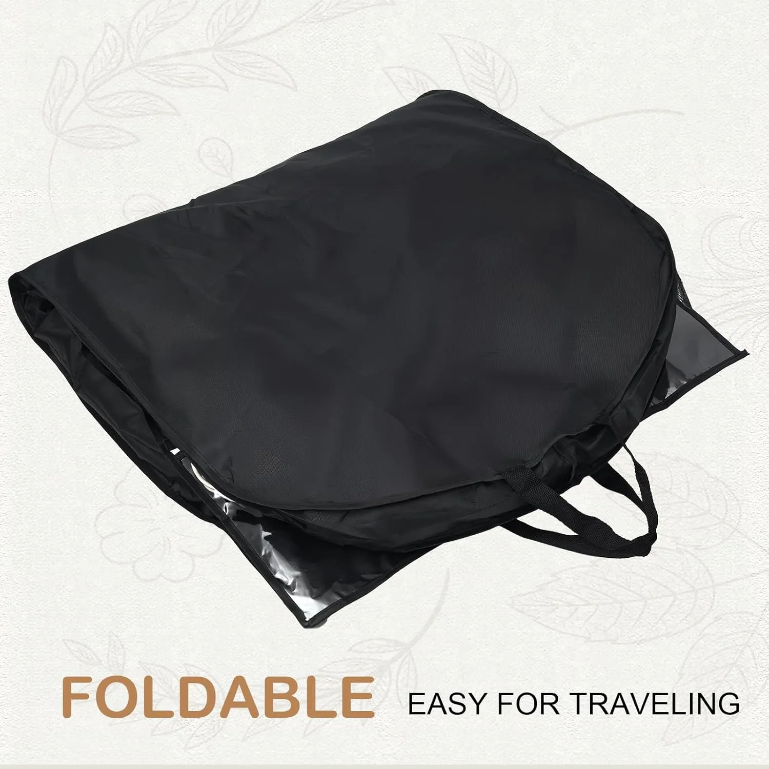 54" Garment Bags for Travel and Storage, Travel Suit Bags for Men Women with 2 Clear Pockets, Storage bags for Clothes, Suits, Dress, Shirts, Coats (Black)