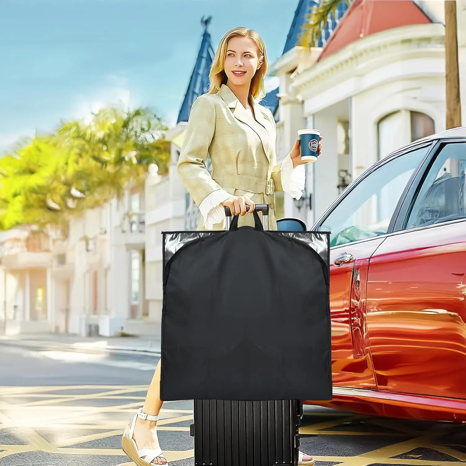54" Garment Bags for Travel and Storage, Travel Suit Bags for Men Women with 2 Clear Pockets, Storage bags for Clothes, Suits, Dress, Shirts, Coats (Black)
