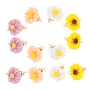 8 Pairs Daisy Flower Earrings for Women Studs Jewelry Unique Valentine Aesthetic Ear Studs for Parties Weddings Special Occasions Random Color