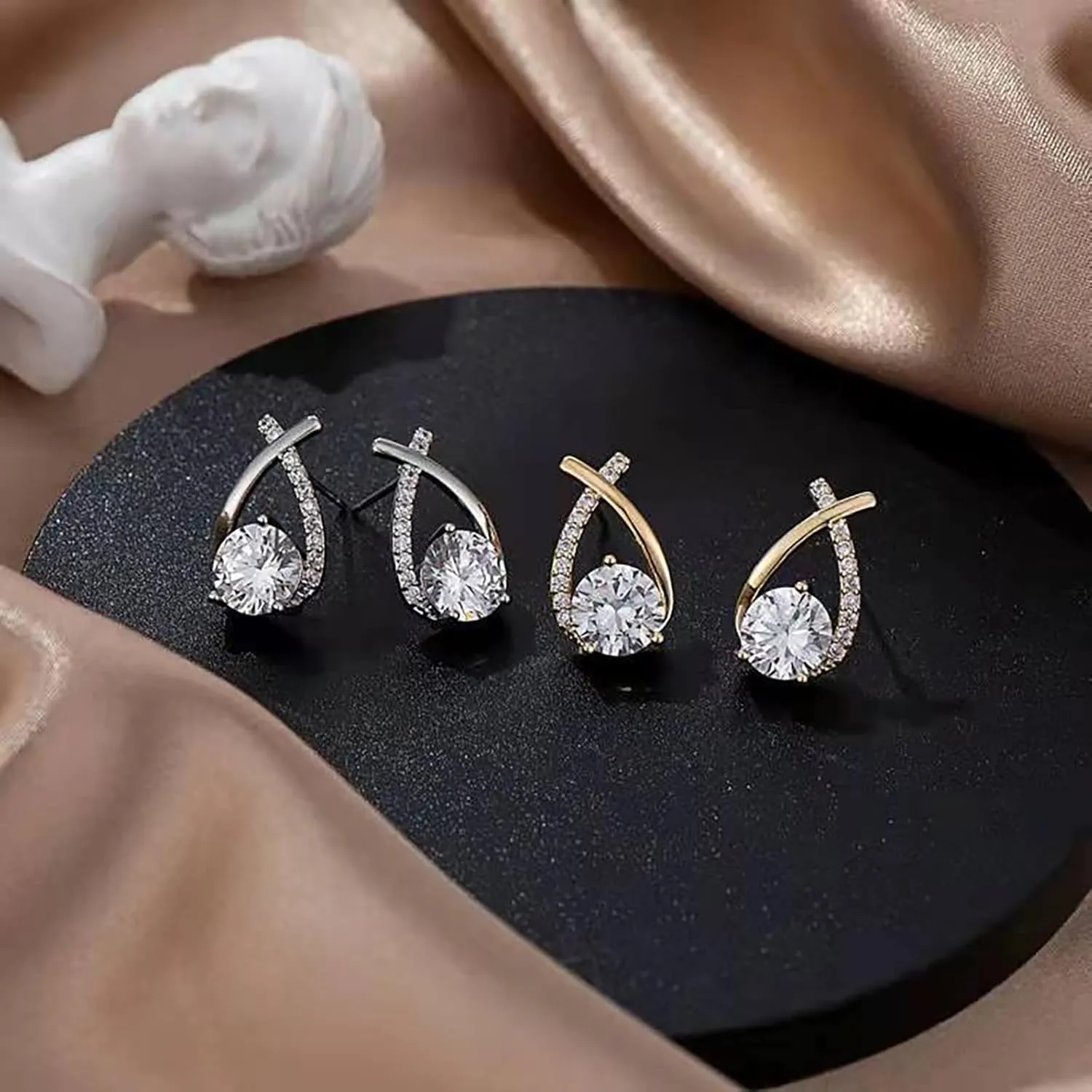 925 Sterling Silver Earrings for Women,Gold Plated CZ Stud Earrings Valentine's Day Mother's Day jewelry Gifts for Mom Wife