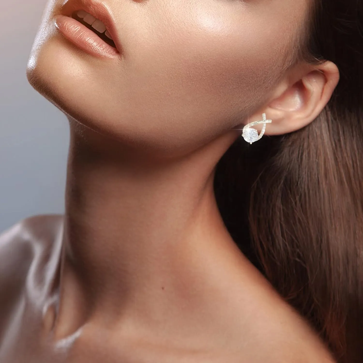 925 Sterling Silver Earrings for Women,Gold Plated CZ Stud Earrings Valentine's Day Mother's Day jewelry Gifts for Mom Wife