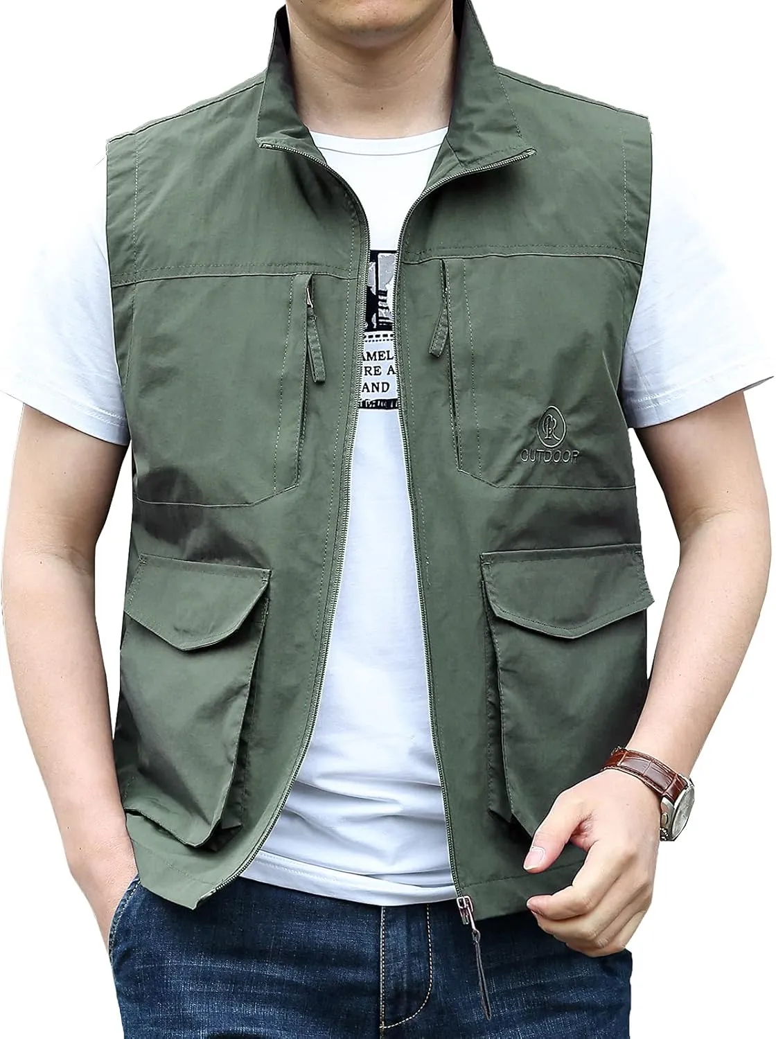 AIEOE Men's Outdoor Workout Vest Lightweight Travel Photo Vest Sleeveless Jacket with Pockets