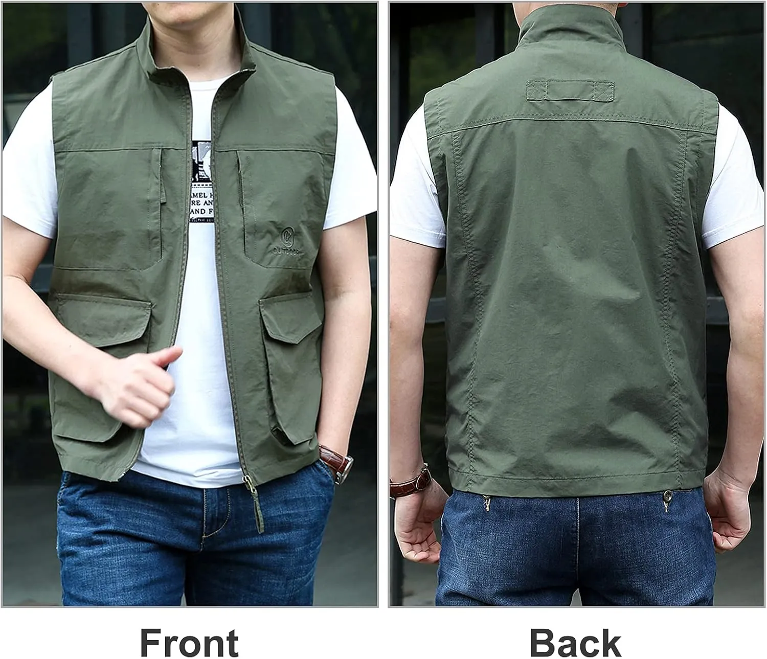 AIEOE Men's Outdoor Workout Vest Lightweight Travel Photo Vest Sleeveless Jacket with Pockets