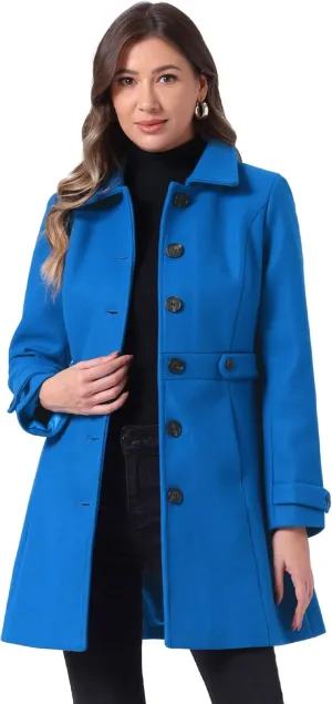 Allegra K Women's Winter Classic Outwear Overcoat with Pockets Single Breasted Pea Coat