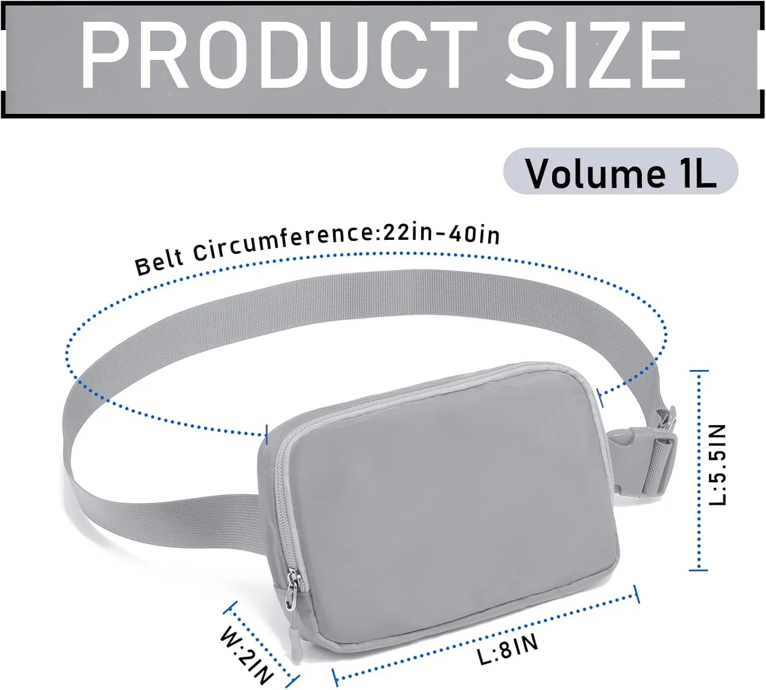 Amazerbst Belt Bag, Fanny Pack, Everywhere Belt Bag,40 Inch Adjustable Strap,Belt Bag for Women and Men,Waterproof