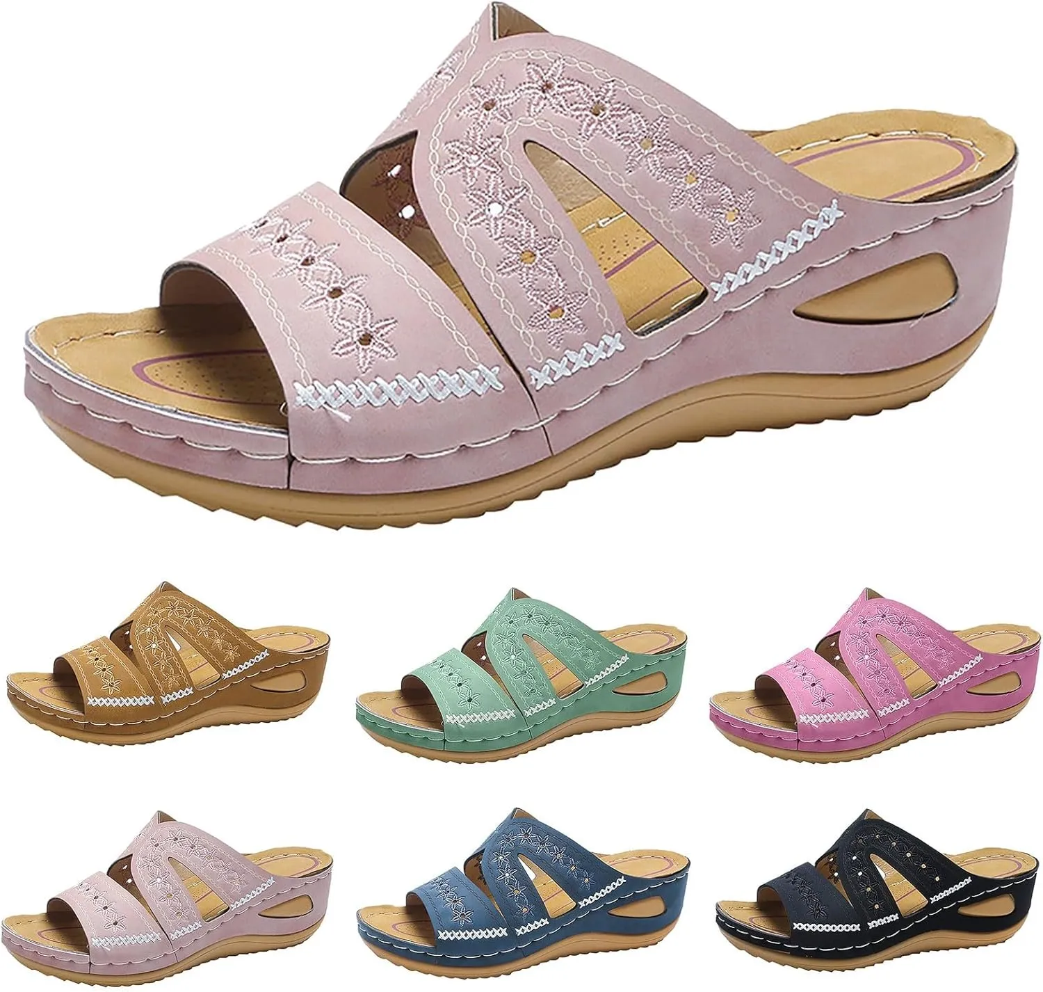 AMDBEL Orthopedic Sandals for Women, Sandals for Women 2024 Dressy Summer Casual Arch Support Platform Slippers Flip Flops