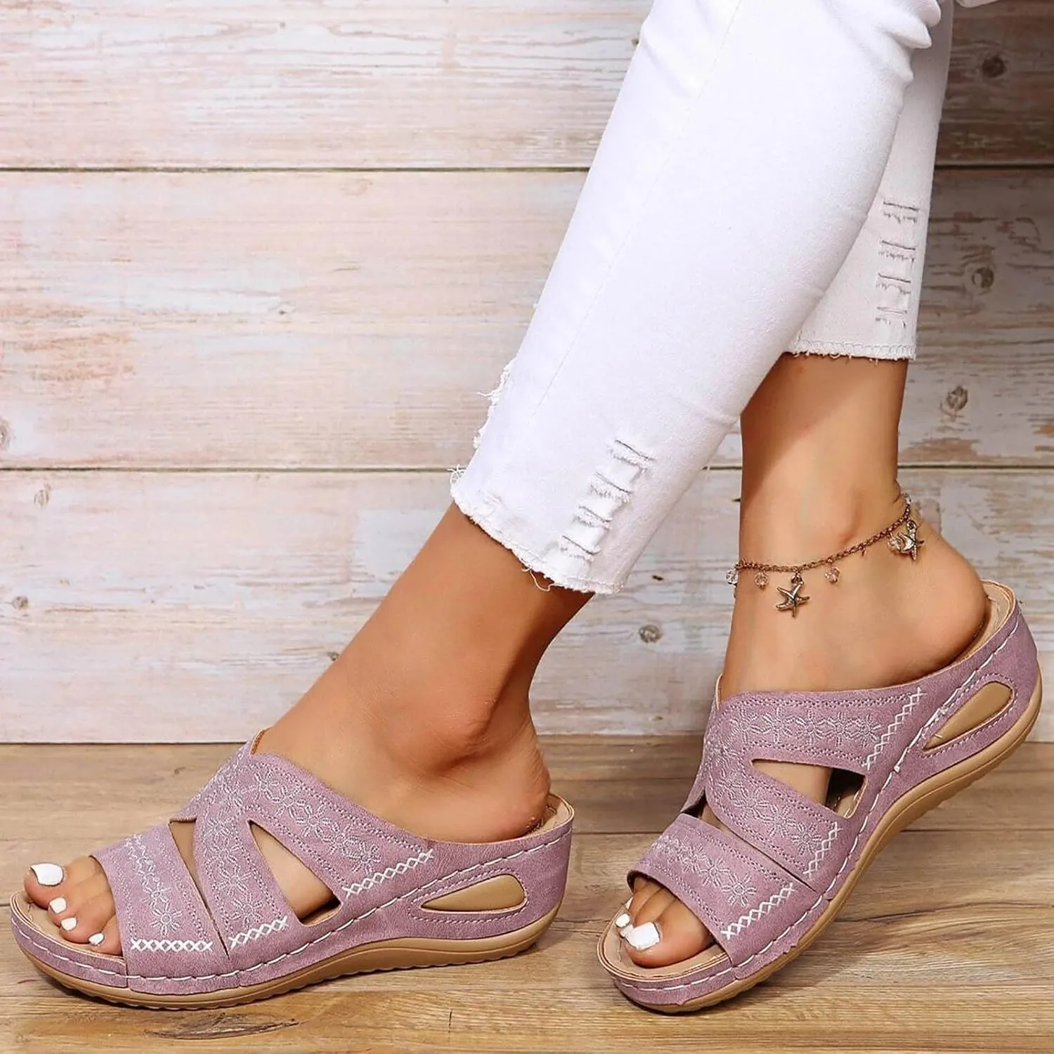 AMDBEL Orthopedic Sandals for Women, Sandals for Women 2024 Dressy Summer Casual Arch Support Platform Slippers Flip Flops