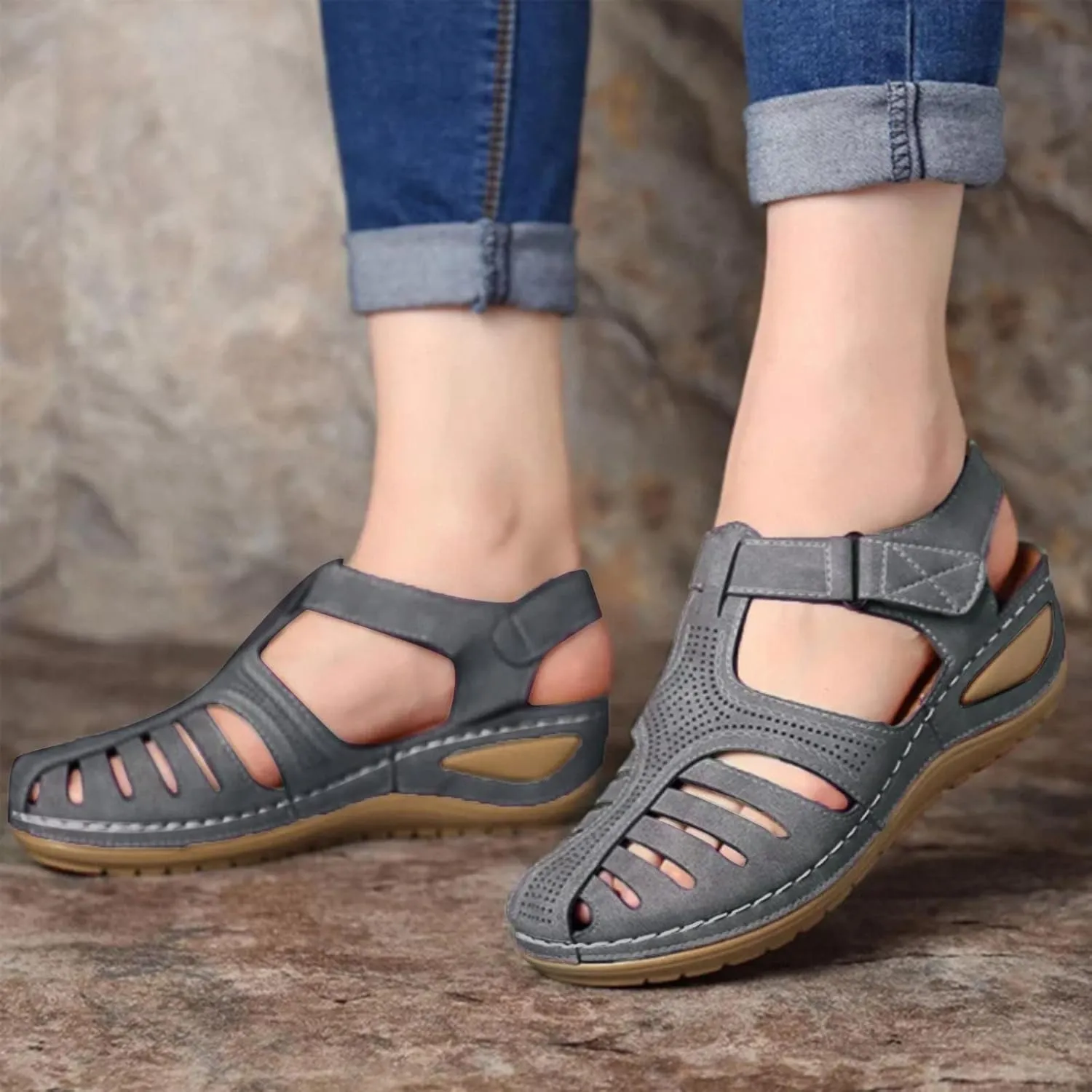 AMDBEL Summer Sandals for Women 2024, Sandals Women Wedge Orthopedic Platform Summer Sandals Trendy Comfortable Flip Flops