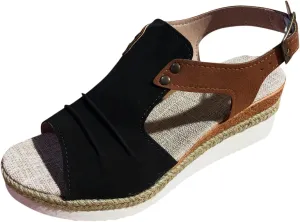 AMDBEL Wedge Sandals For Women Comfortable, Orthopedic Platform Wedge Sandals for Women Summer Dressy Flat 2023 Open Toe Ankle Strap Espadrilles Sandals Casual Strappy Slip on Sandals Beach Sandals