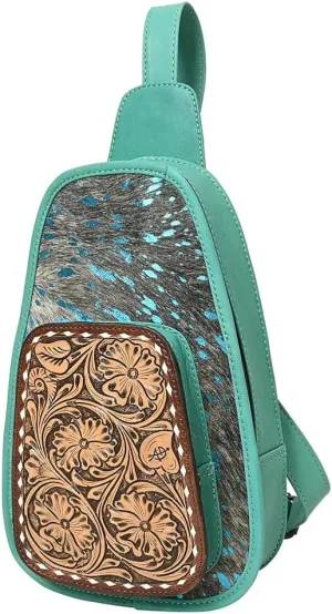 American Darling Sling Hand Tooled Saddle Blanket Genuine Leather Women Bag Western Handbag Purse