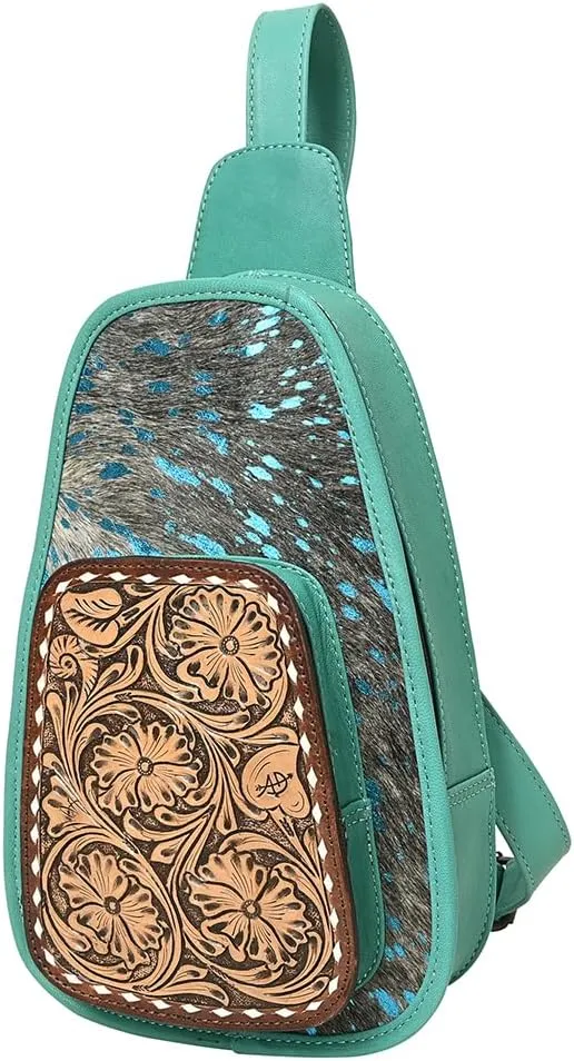 American Darling Sling Hand Tooled Saddle Blanket Genuine Leather Women Bag Western Handbag Purse