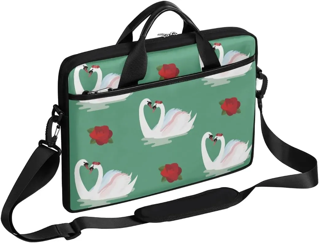 Animals Swans Theme Laptop Shoulder Bag Tablet Computer Notebook Sleeve Messenger Bags Carrying Case with Strap Briefcase Tote for 14 15 in Laptops