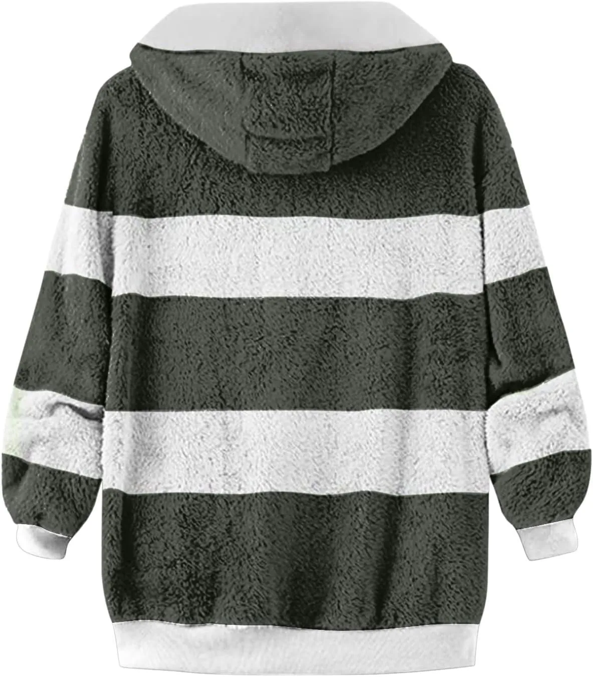 Anjikang Women's Winter Fuzzy Fleece Hooded Jacket Color Block Patchwork Cardigan Coats Fluffy Sherpa Outerwear with Pockets
