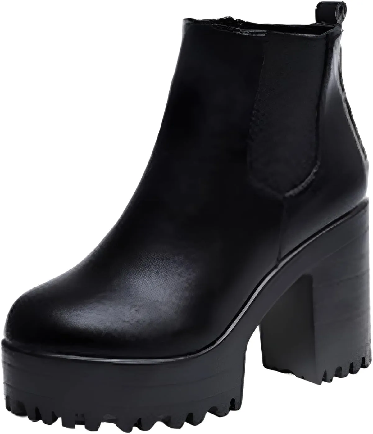 Ankle Boots for Women With Heel Winter Boots for Women Waterproof Fashion Round Head High-Heeled Chunky Short Boots