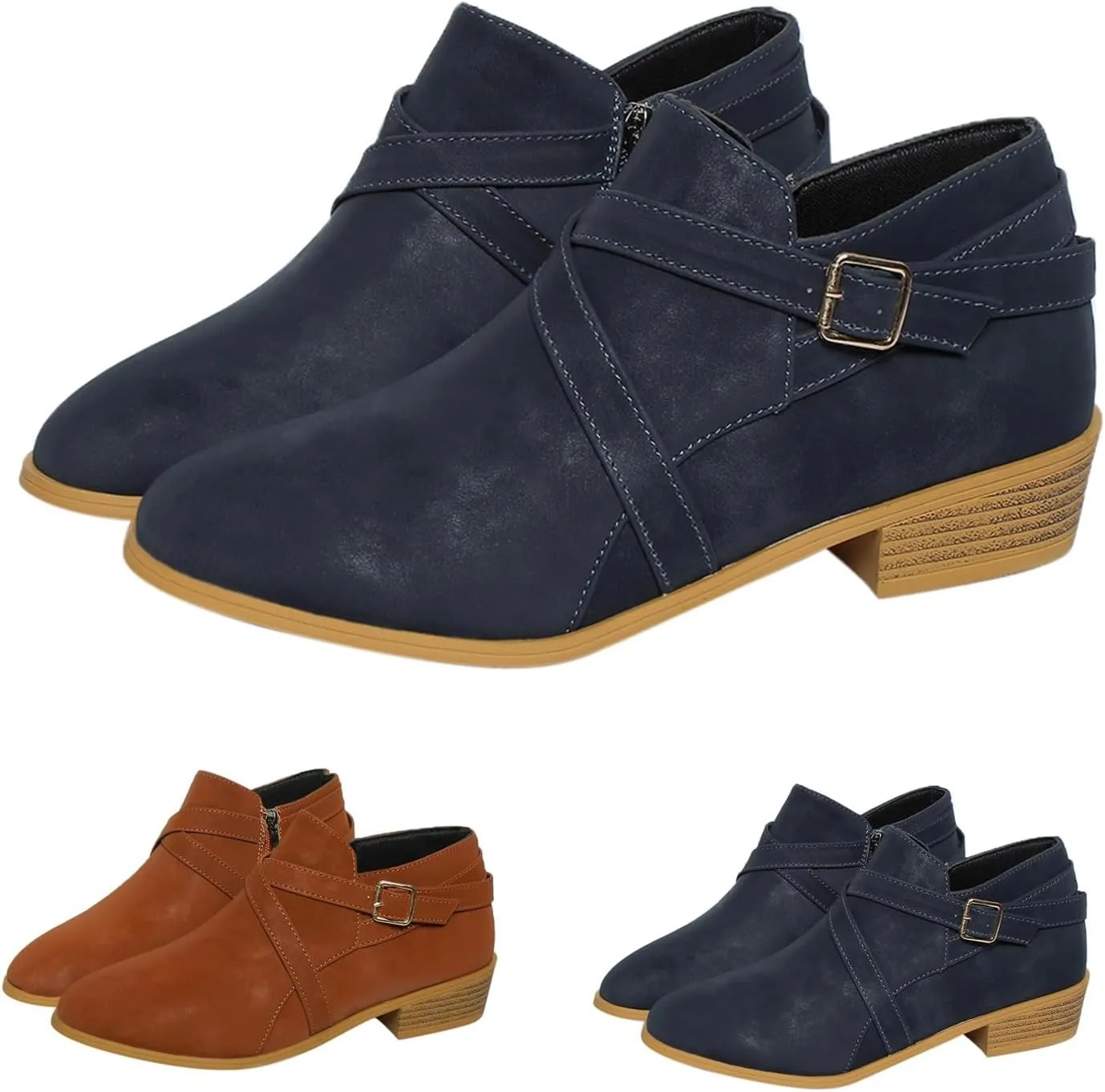 Ankle Boots Womens Black Boots Cute Fall Boots Women's Size 11 Womens Leather Booties and Ankle Boots No Heel Wide Width Booties for Women Low Heel