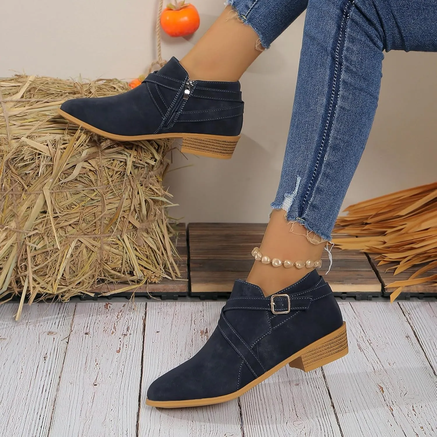 Ankle Boots Womens Black Boots Cute Fall Boots Women's Size 11 Womens Leather Booties and Ankle Boots No Heel Wide Width Booties for Women Low Heel