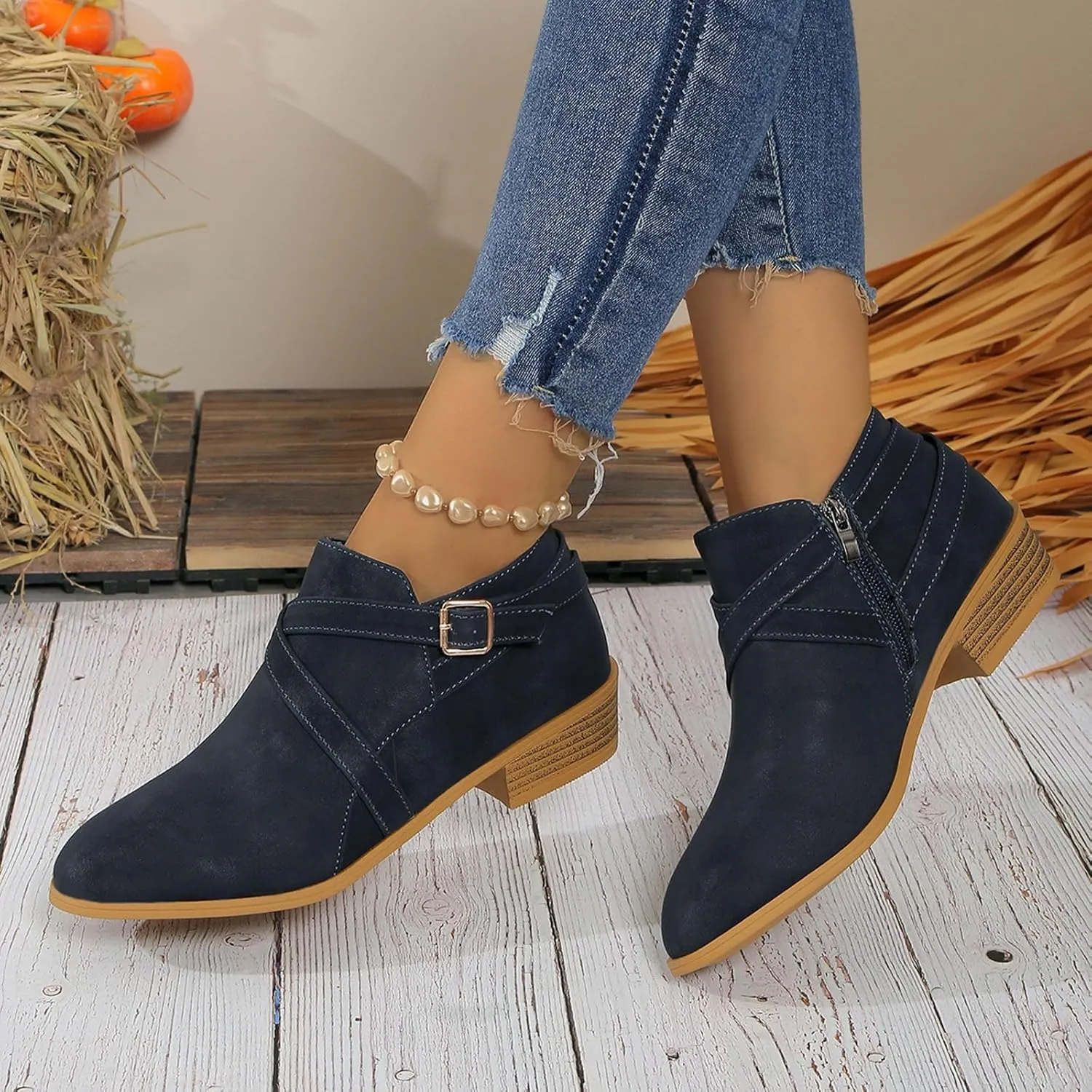 Ankle Boots Womens Black Boots Cute Fall Boots Women's Size 11 Womens Leather Booties and Ankle Boots No Heel Wide Width Booties for Women Low Heel