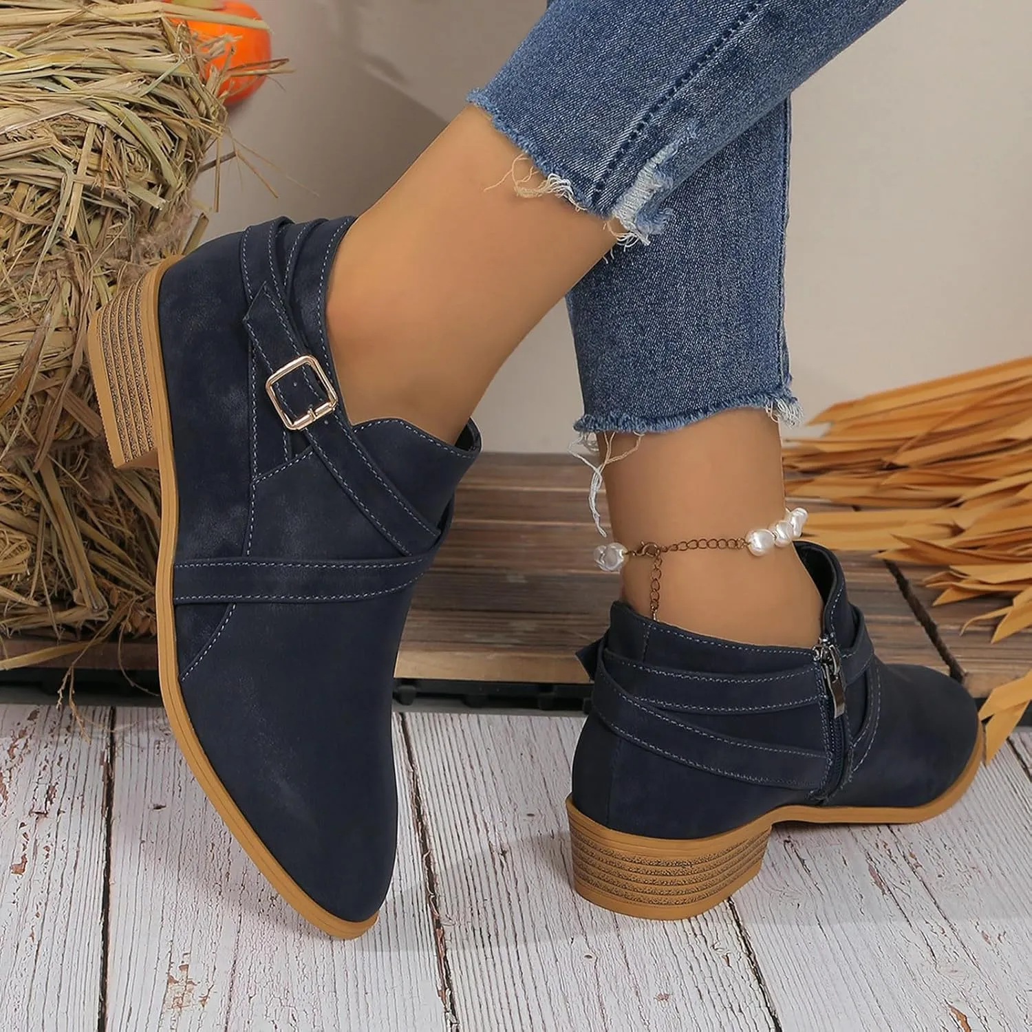 Ankle Boots Womens Black Boots Cute Fall Boots Women's Size 11 Womens Leather Booties and Ankle Boots No Heel Wide Width Booties for Women Low Heel