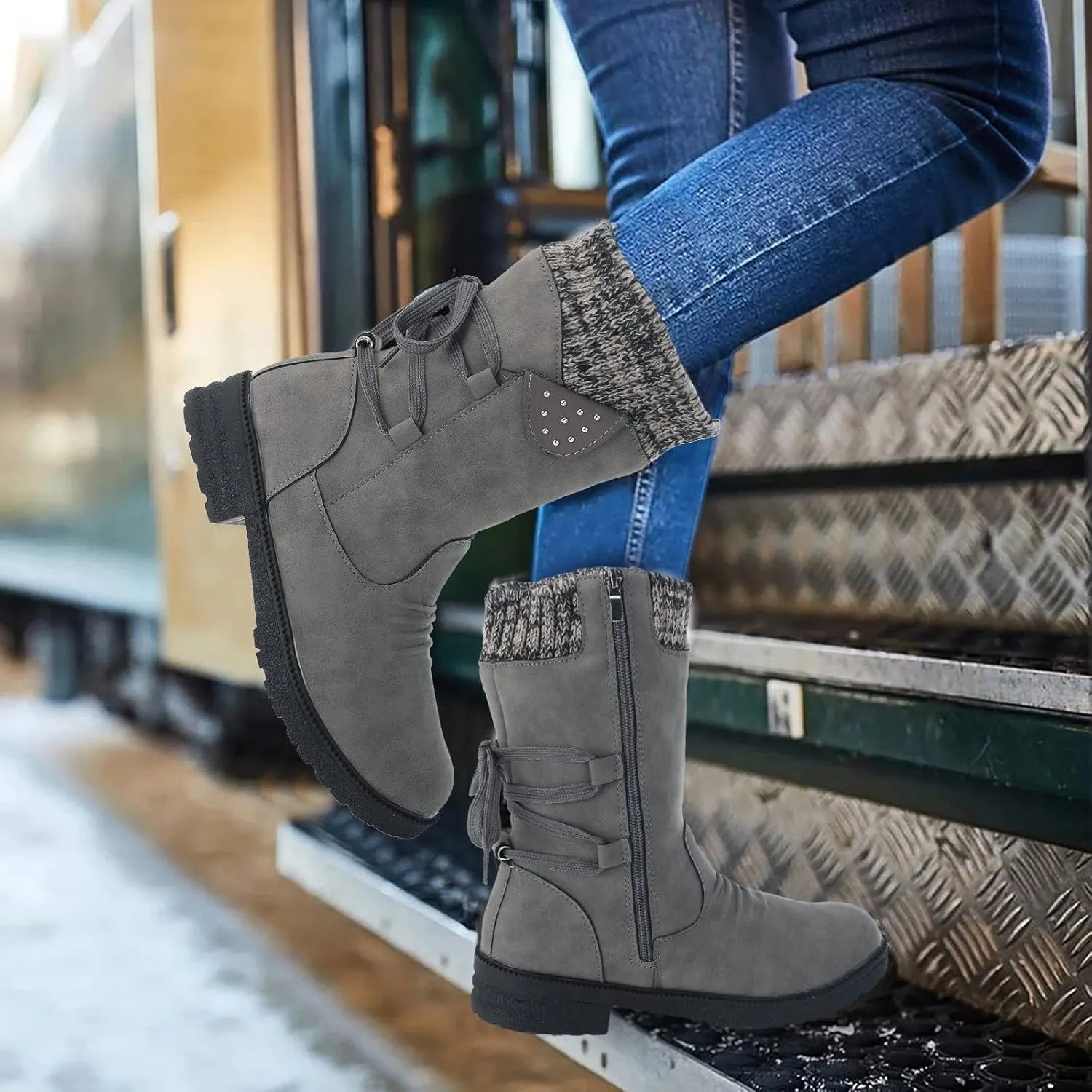Ankle Snow Boots for Women 2023 Waterproof Non Slip Winter Boots Women Ladies Waterproof Snow Boots with Heels Boots for Winter Botas De Mujeres Para El FrO