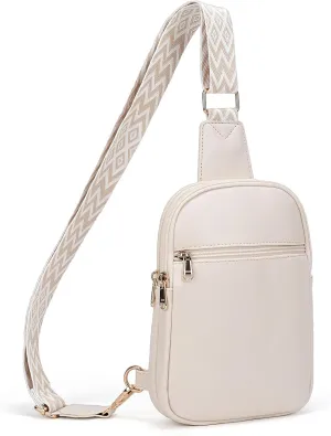 Anti Theft Small Sling Bag for Women, Crossbody Bags for Women RFID Fanny Packs Vegan Leather for Women Travel Shopping Beige