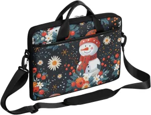 Art Xmas Snowman Decor Laptop Shoulder Bag Tablet Computer Notebook Sleeve Messenger Bags Carrying Case with Strap Briefcase Tote for 14 15 in Laptops