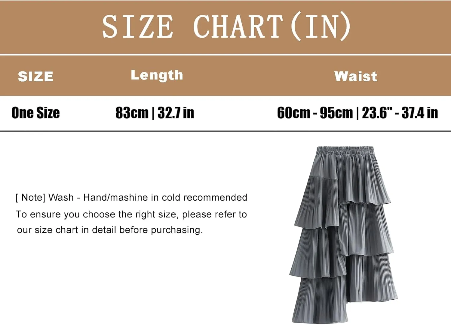 Asymmetrical Ruffle Pleated Skirt for Women High Waist Layered Midi Skirts Flowy Irregular Hemline Skirt