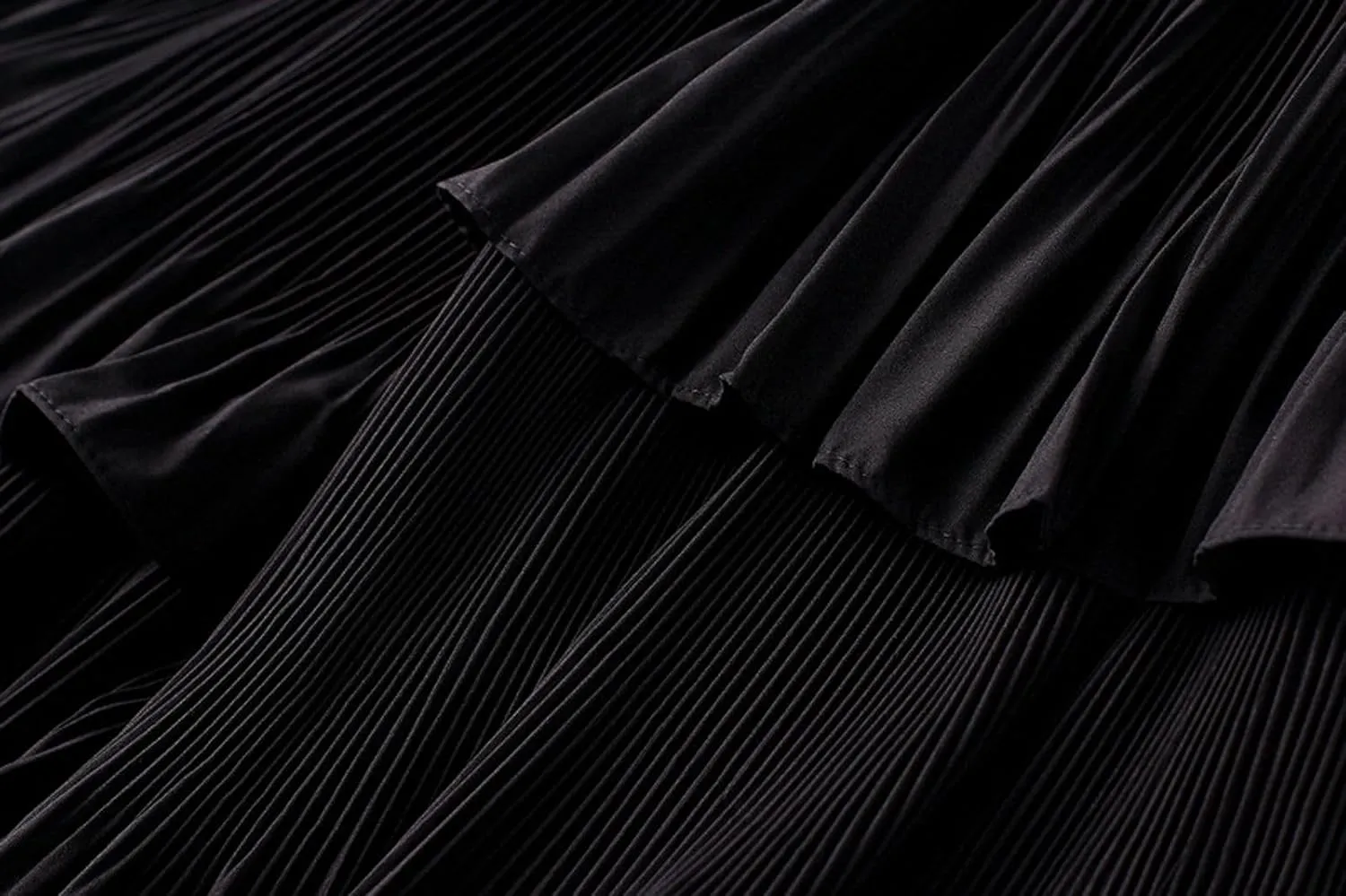 Asymmetrical Ruffle Pleated Skirt for Women High Waist Layered Midi Skirts Flowy Irregular Hemline Skirt