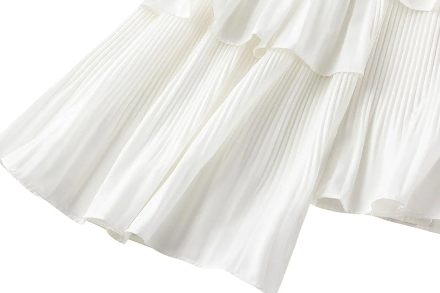 Asymmetrical Ruffle Pleated Skirt for Women High Waist Layered Midi Skirts Flowy Irregular Hemline Skirt