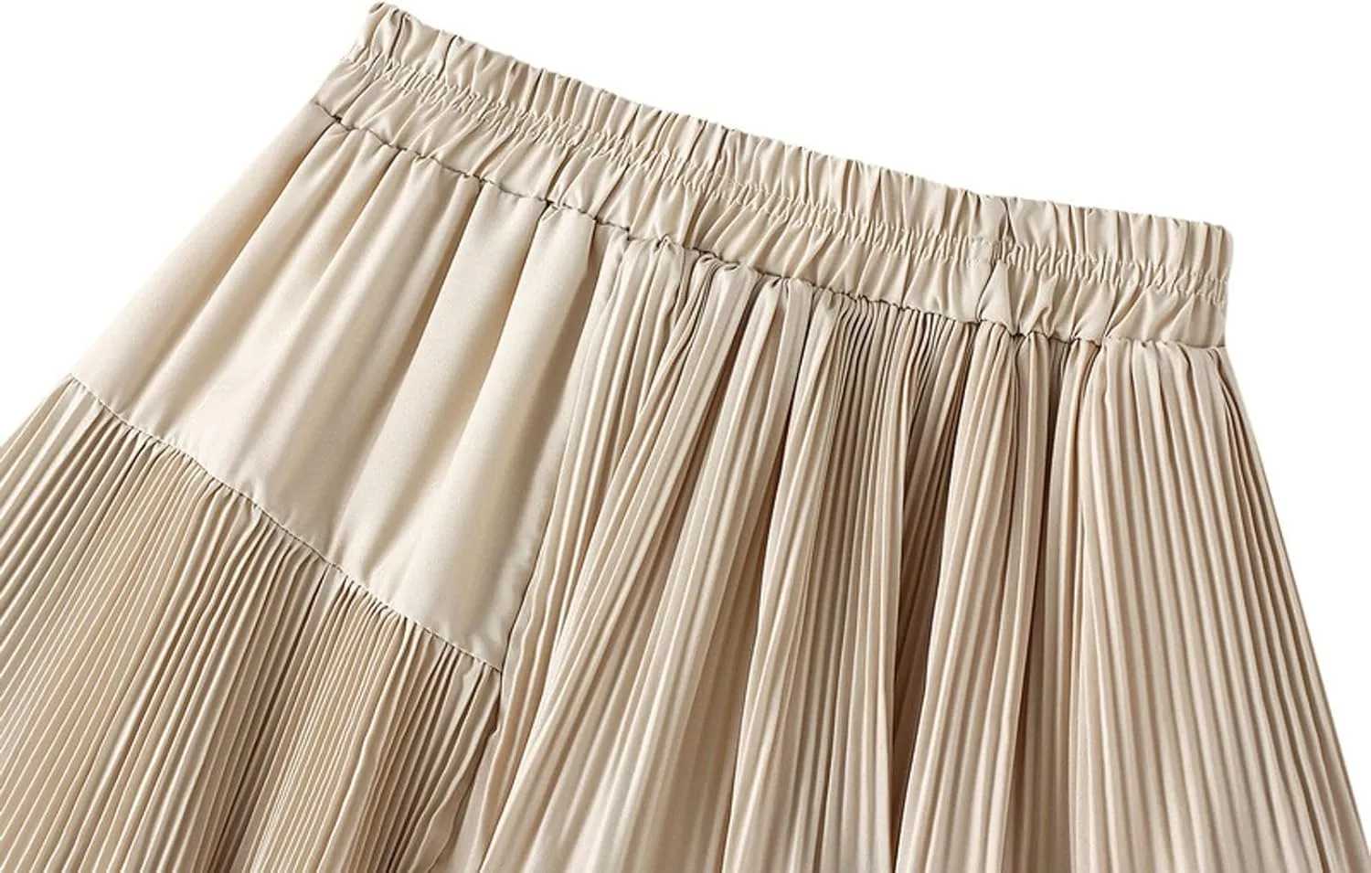Asymmetrical Ruffle Pleated Skirt for Women High Waist Layered Midi Skirts Flowy Irregular Hemline Skirt
