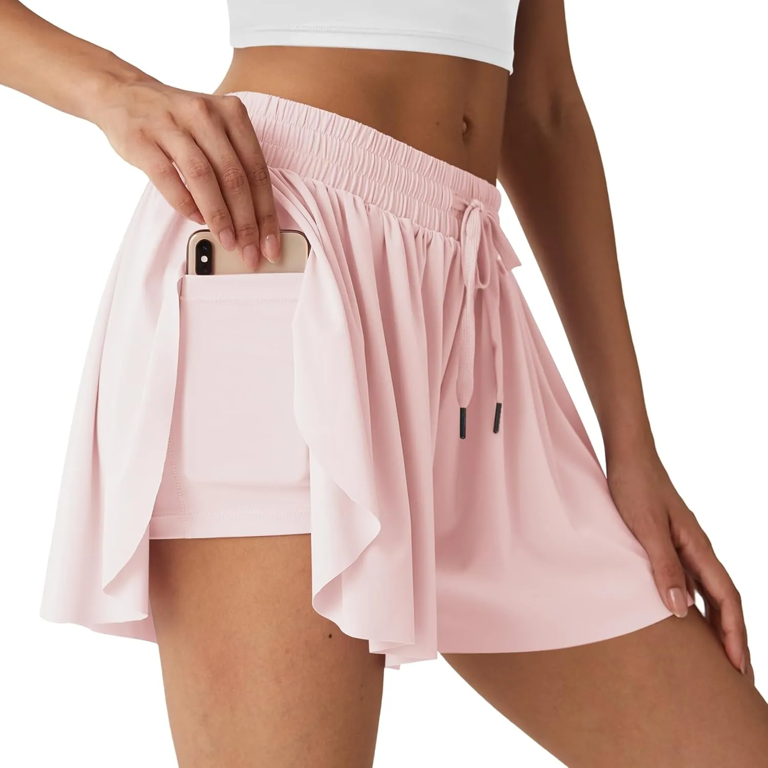 Athletic Shorts for Women Crossover Running Shorts 2 in 1 Butterfly Shorts Flowy Summer Shorts Golf Tennis