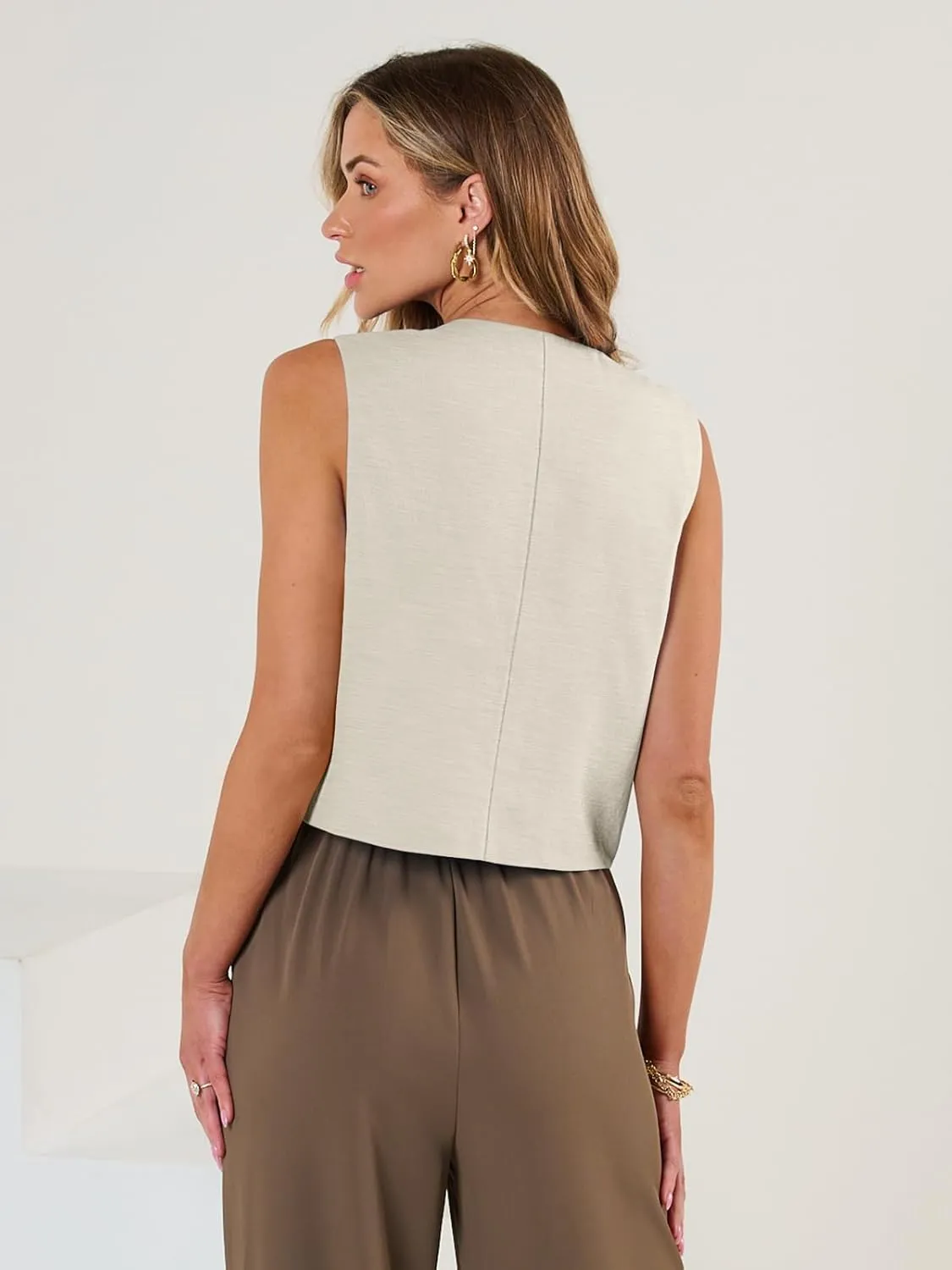 AUTOMET Vest for Women Summer Tops Spring Outfits Linen 2025 Fashion Button Down Sleeveless Business Casual Dressy Clothes