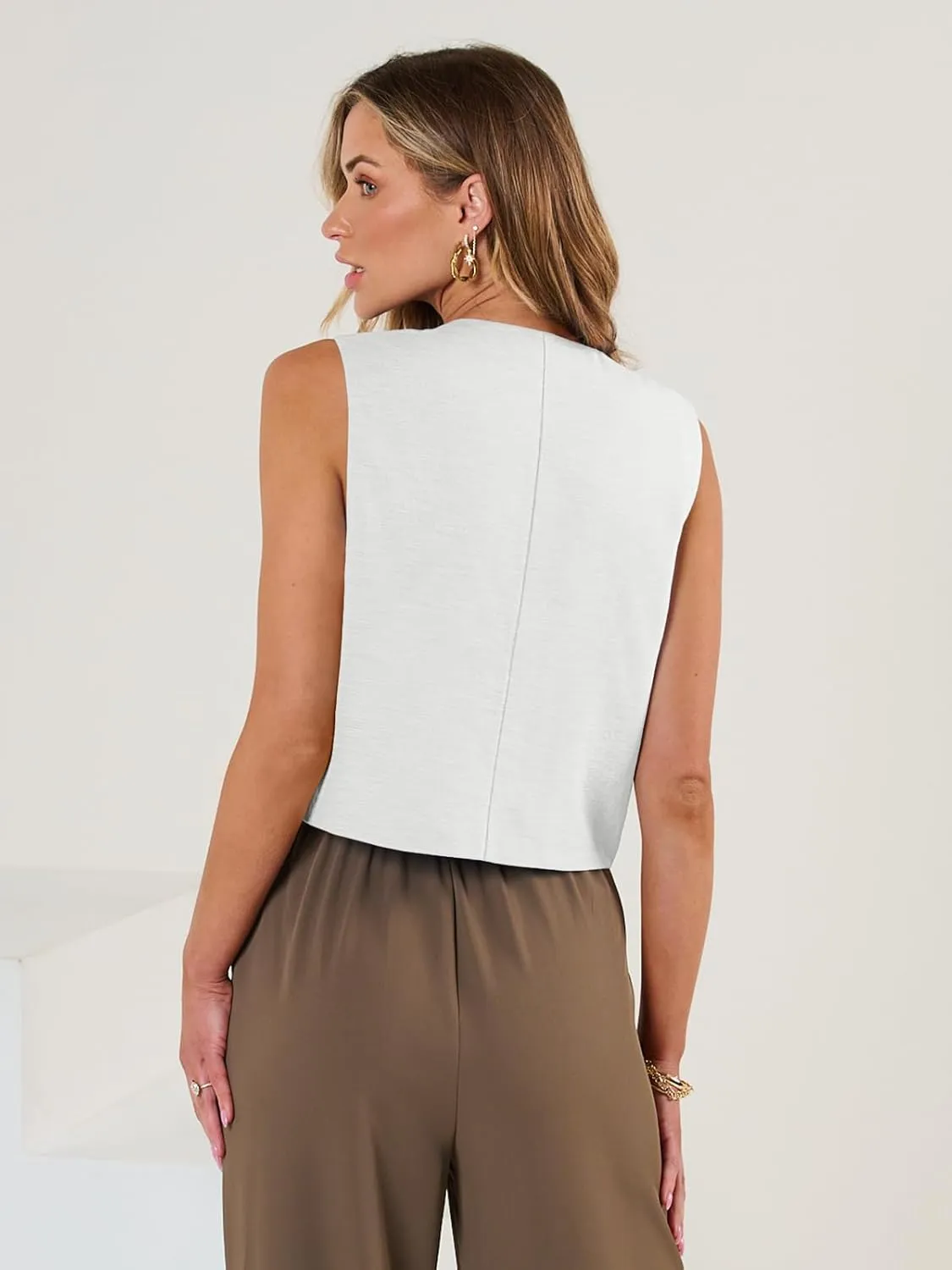 AUTOMET Vest for Women Summer Tops Spring Outfits Linen 2025 Fashion Button Down Sleeveless Business Casual Dressy Clothes